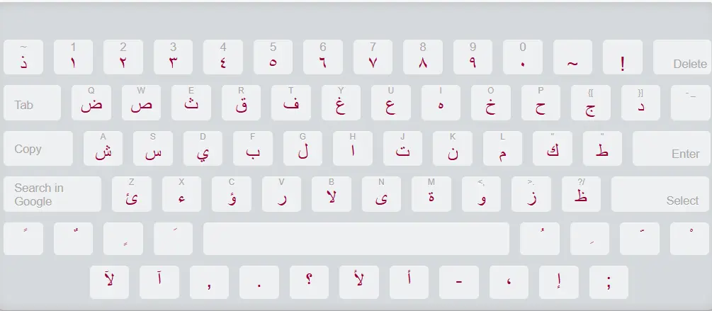 Interface du clavier arabe en ligne et clavier virtuel arabe pour pc
